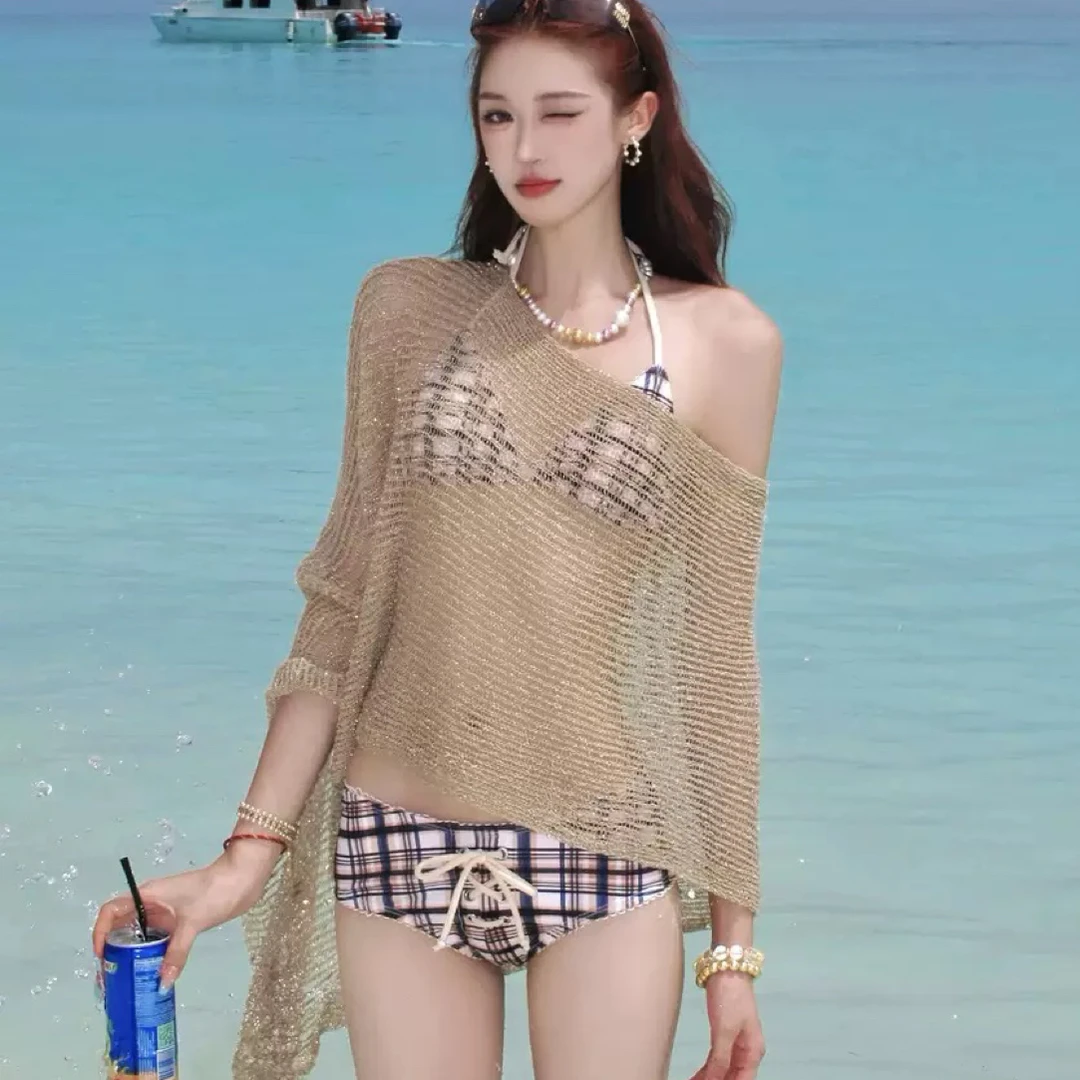 比基尼出片王度假风一片式披肩针织衫女夏季慵懒气质防晒罩衫