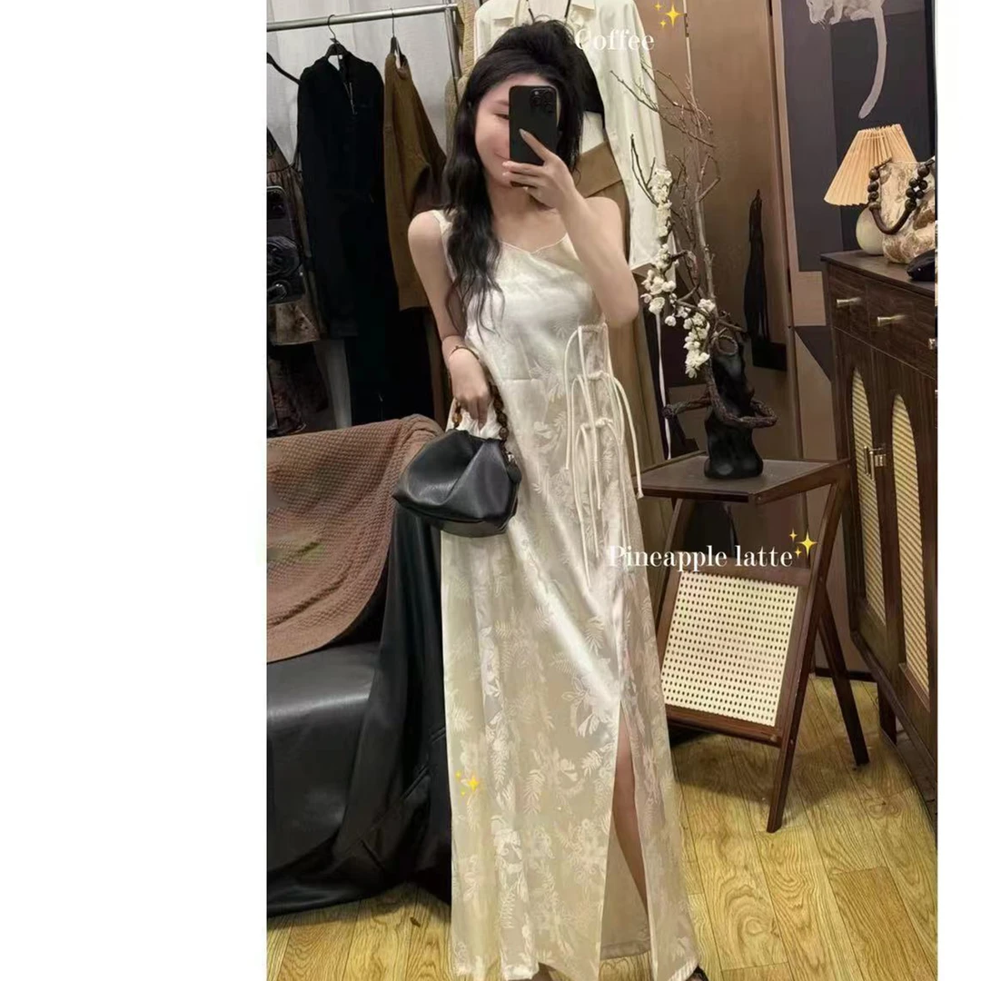 【花开富贵吊带裙】88008-2新中式国风复古2024早春高端气质盘扣