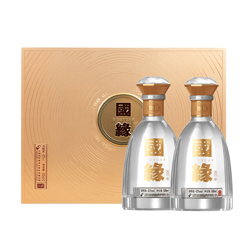 今世缘国缘对开礼盒 柔雅型白酒 送礼宴请42度500ml*2