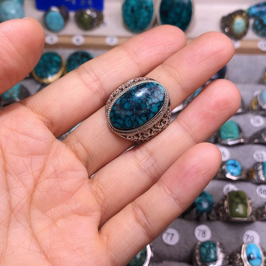 绿松石挂件银S925镶嵌