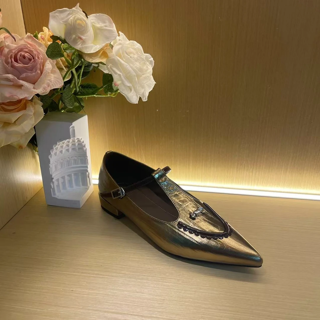 1068【破晓】春夏新款气质女士小尖头浅口纯手工单鞋A【2cm】