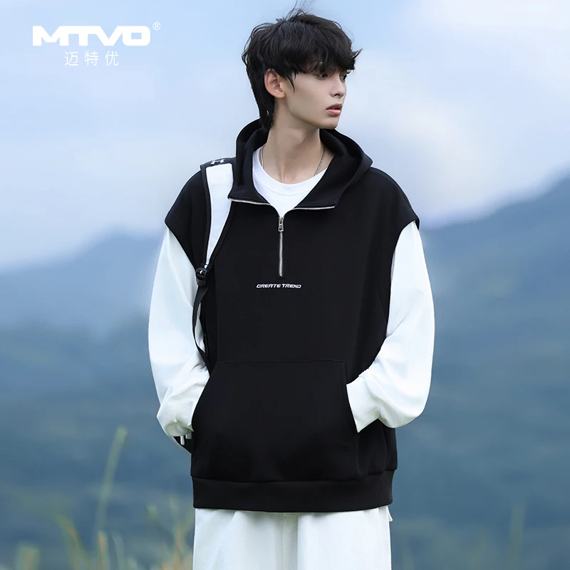 MontVoo/迈特优假两件情侣加厚款时尚运动卫衣连帽春季秋季501