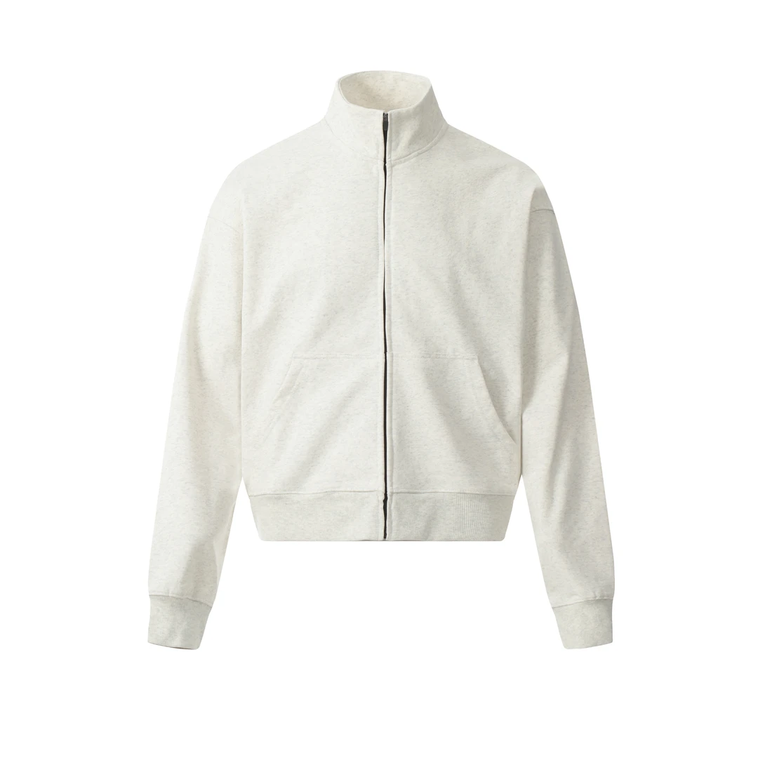 boxy 版型开衫拉链立领短款卫衣纯色宽松美式情侣