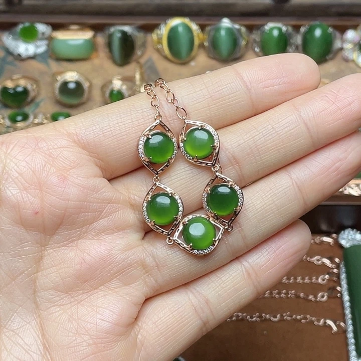 和田玉（碧玉）银S925镶嵌吊坠(赠链)