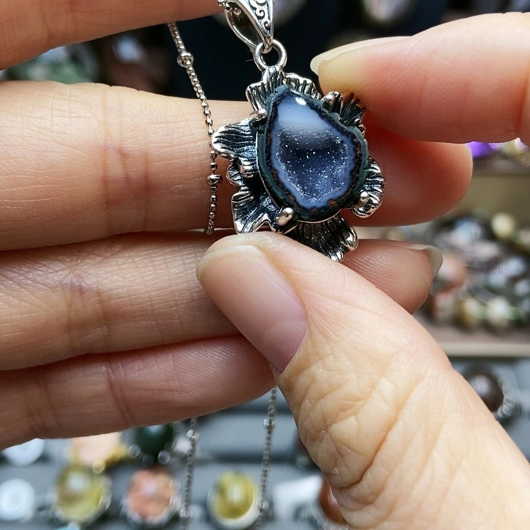 水晶项链银S925镶嵌明***多