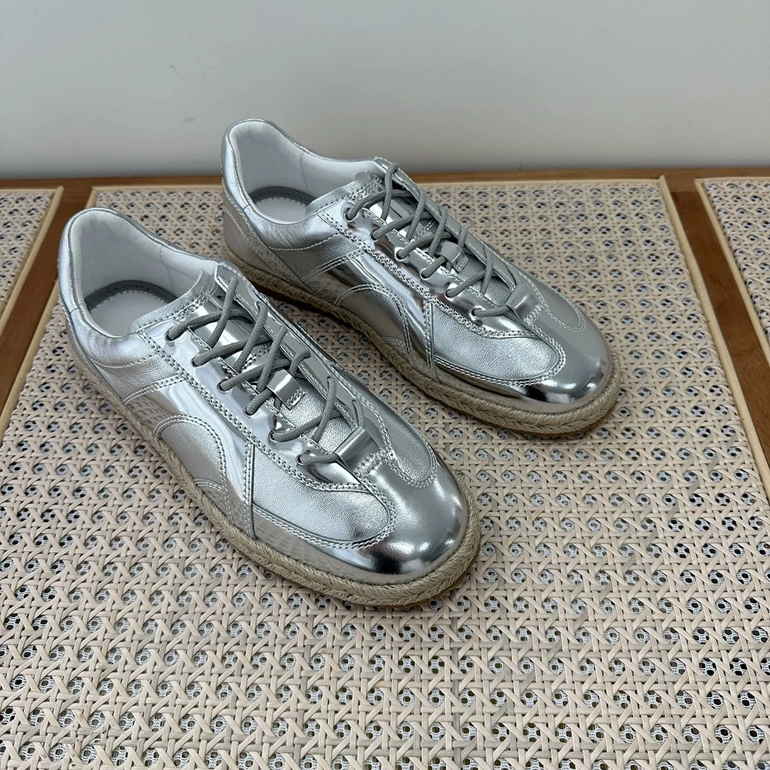 断码！手工女鞋银色德训00130