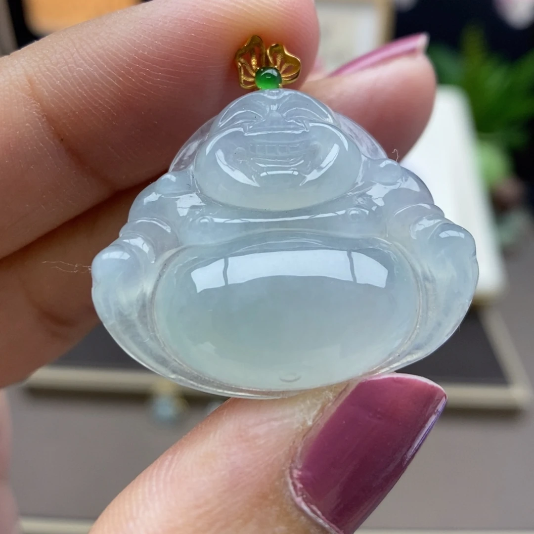 翡翠18K金镶嵌颈饰吊坠17