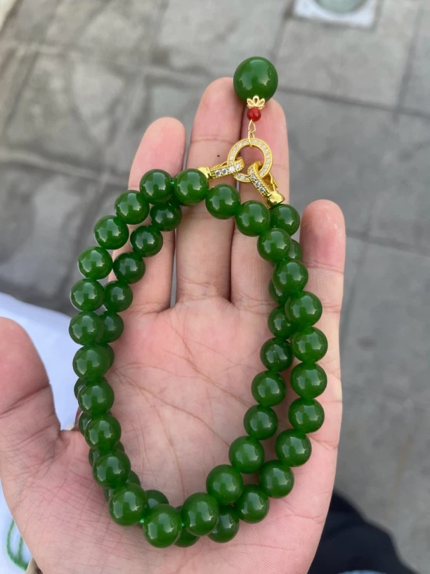 新疆山料辣菠菜绿卡 10 妈妈链 设计款  高端大气