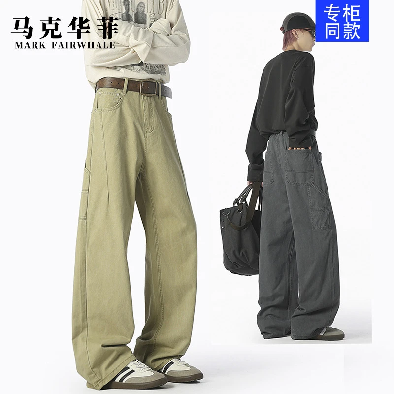 马克华菲牛仔裤长裤复古男式弯刀工装长裤阔腿裤日系复古美式