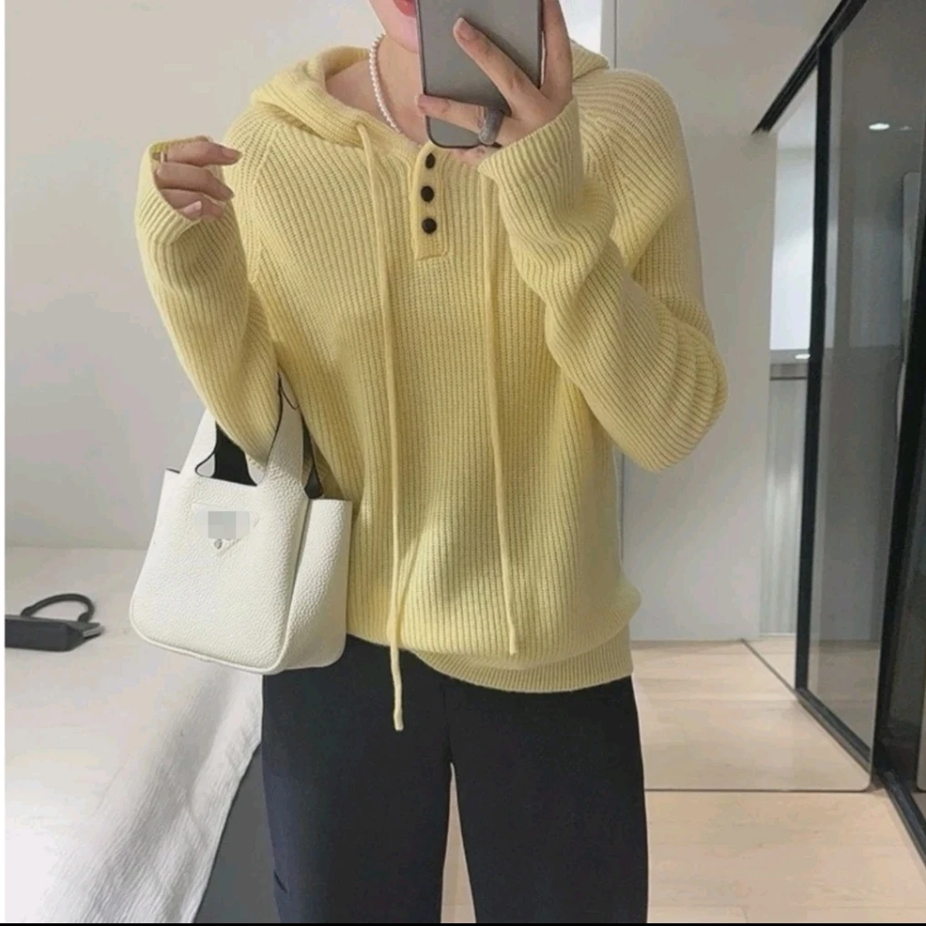 百搭连帽衫套头纯羊毛针织衫高领秋冬