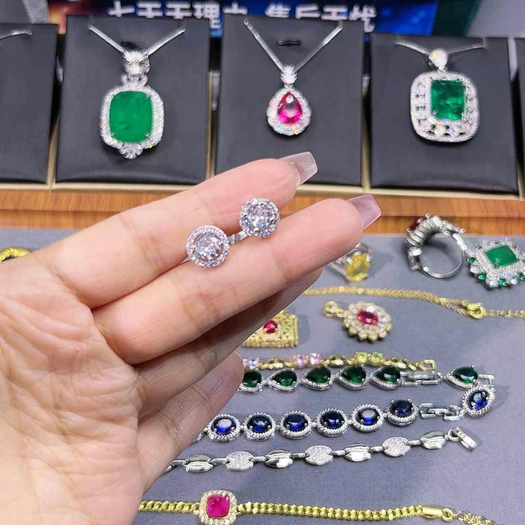 蓝宝石颈饰银S925镶嵌j 87