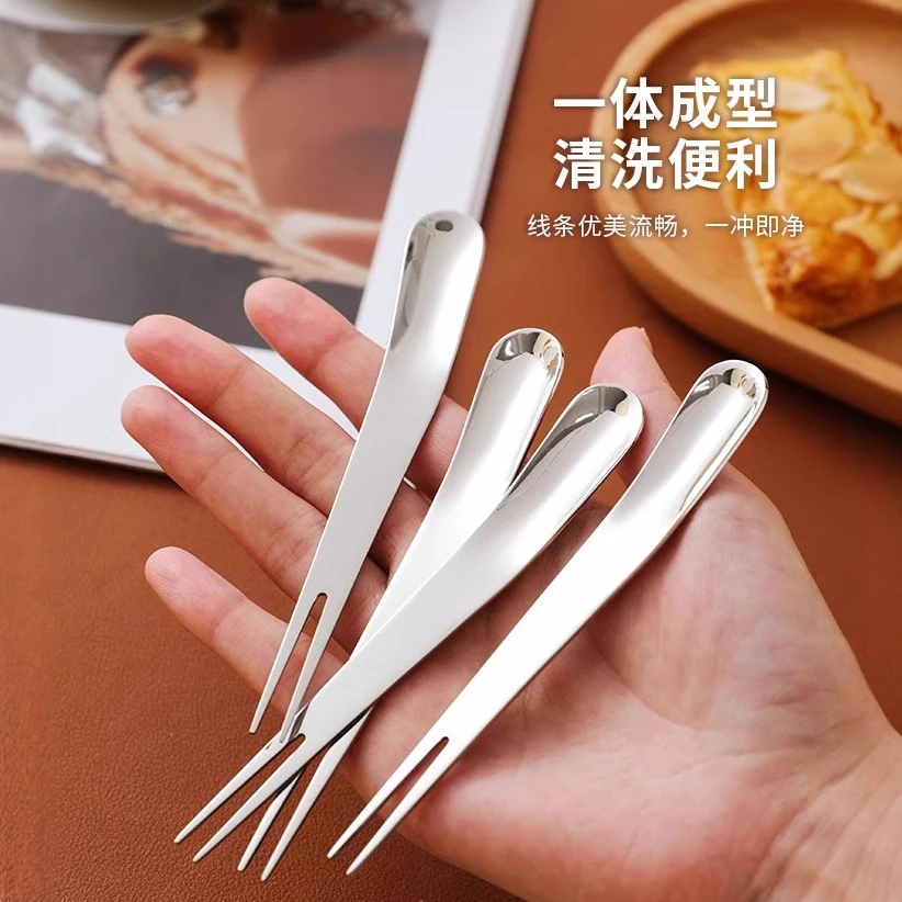 不锈钢水果叉 酒店家用加厚甜品叉水果签蛋糕月饼礼品叉子J1