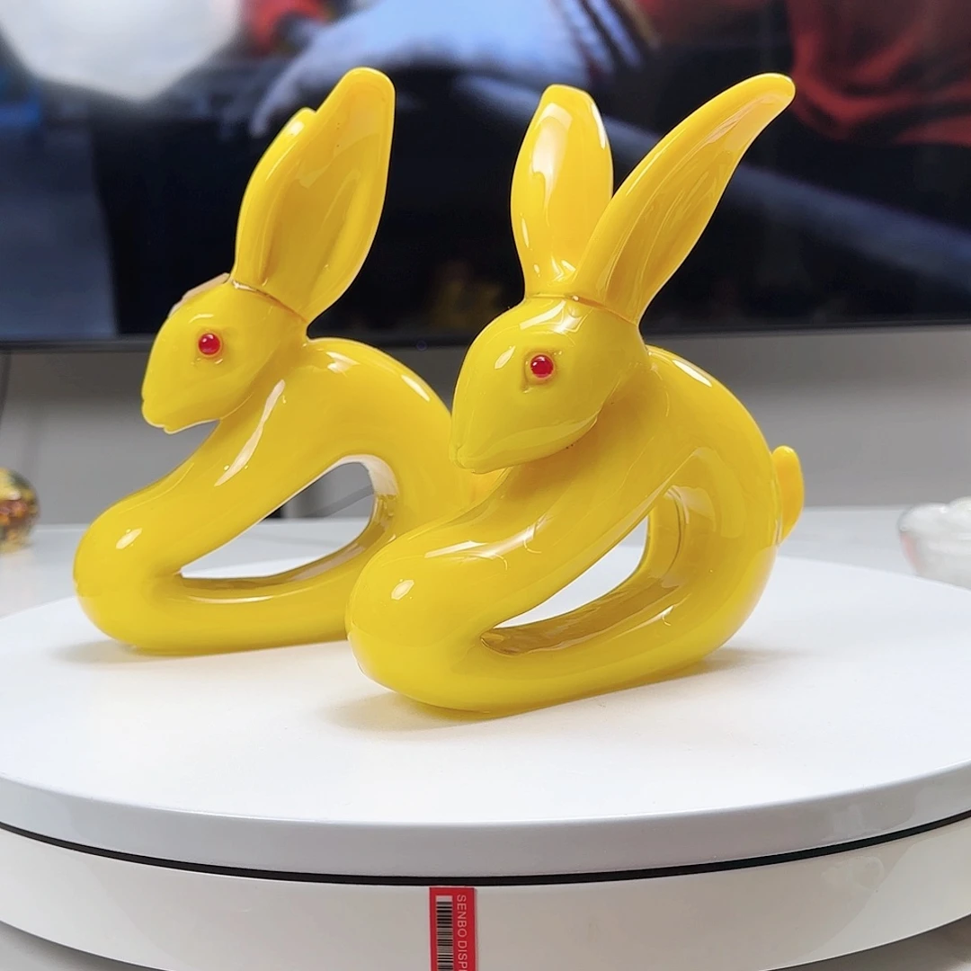 手工艺品琉璃鸡油黄兔子