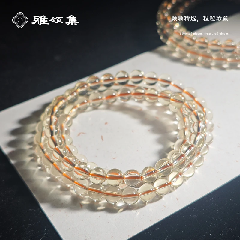 雅颂集三圈净体黄水晶手串天然水晶手串百搭多样性发1