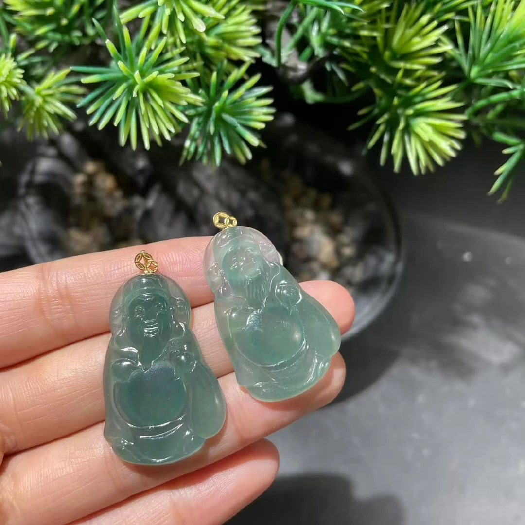 【玉经纶】30118/Q30-天然A货翡翠财神吊坠-多样性发其一