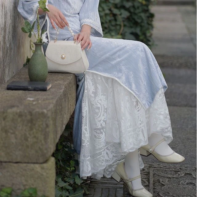 衬裙夏季旗袍打底裙新中式复古衬裙汉服马面裙内搭蕾丝白色防走光