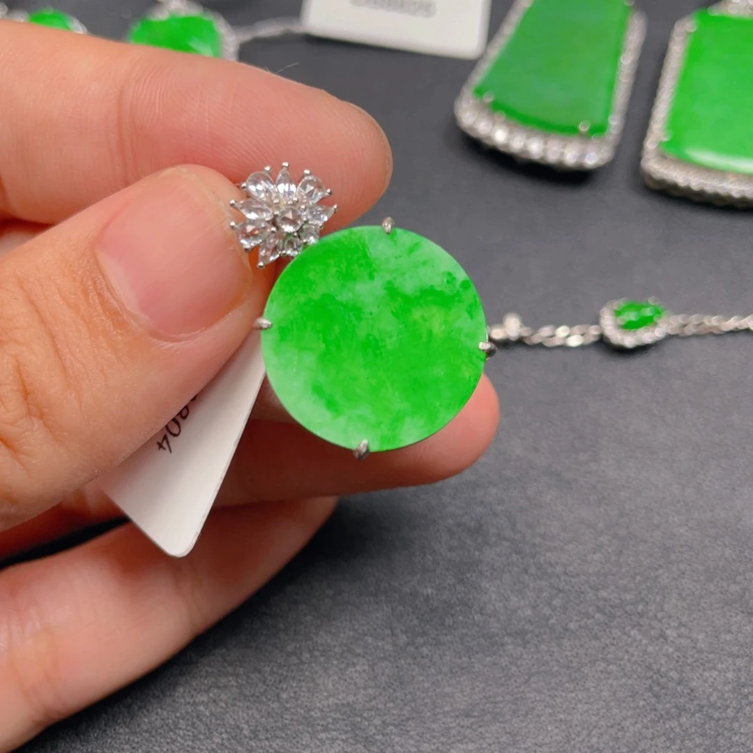 翡翠银S925镶嵌吊坠(不含链)