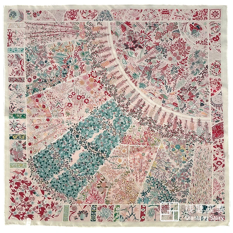 Qiantang Story/钱塘故事真丝双绉-70cm莫奈花园粉色桑蚕丝68cm