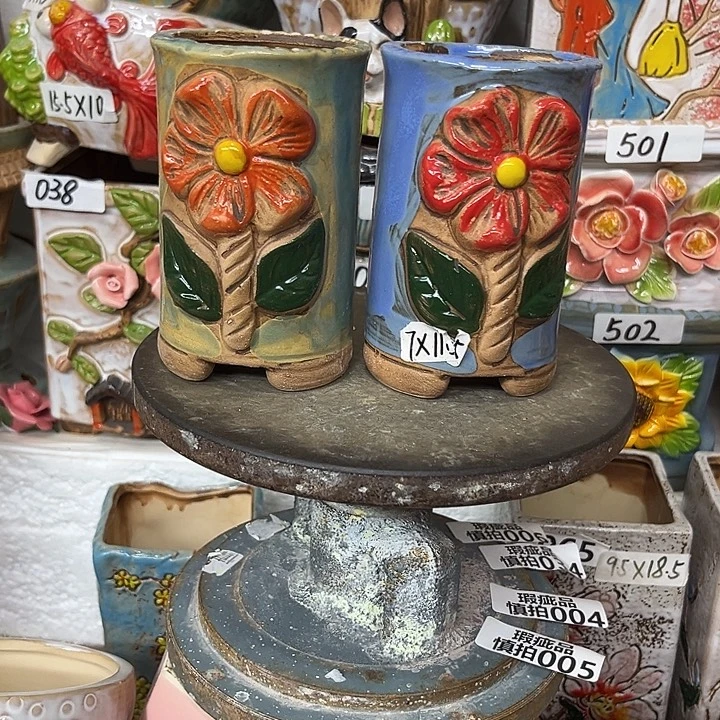 粗陶材质多肉花盆发货十个颜色各一半