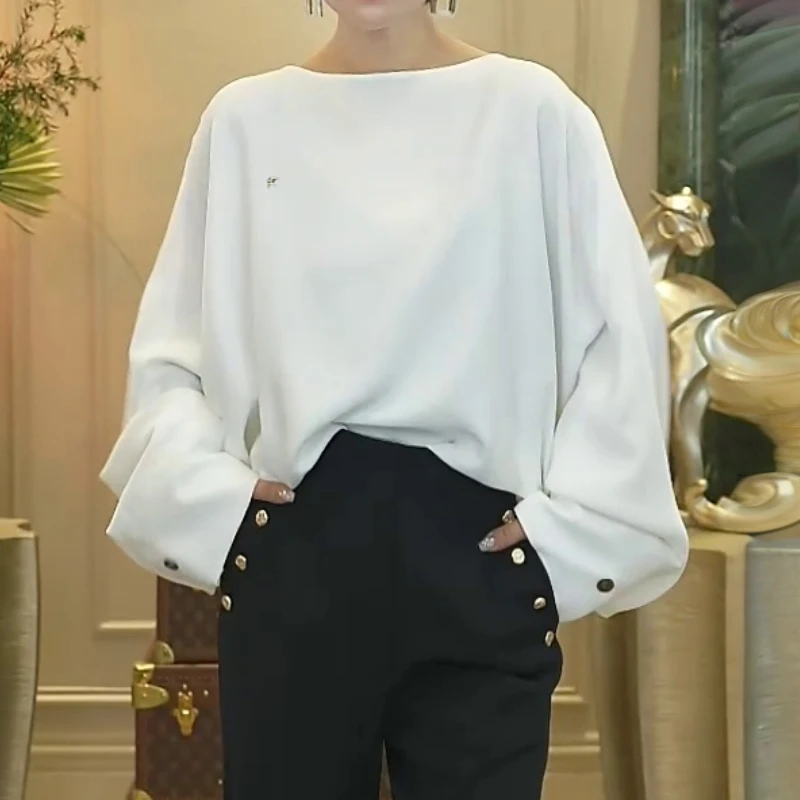 2025早秋新款气质优雅不规则小众简约休闲百搭显瘦长袖卫衣上衣潮