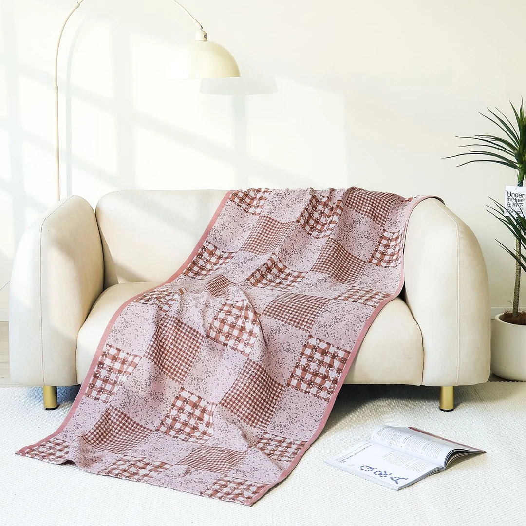 【FRER HOME】 高端轻奢沙发巾 90*200cm 几何粉