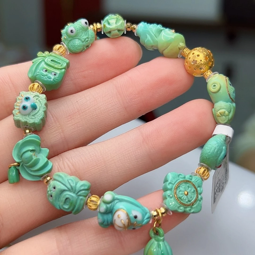 绿松石珠宝奇石18K金镶嵌