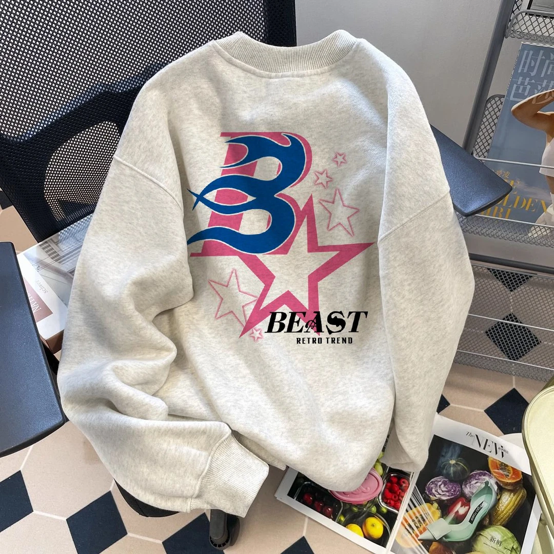 特大码300斤重磅复古连帽卫衣学生秋冬款宽松oversize男女上衣潮