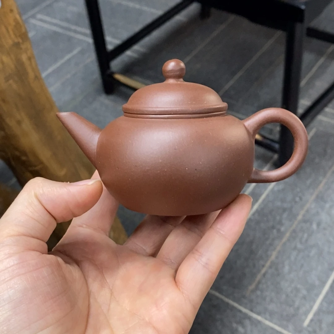 紫砂茶壶半*平底水平紫泥120毫升