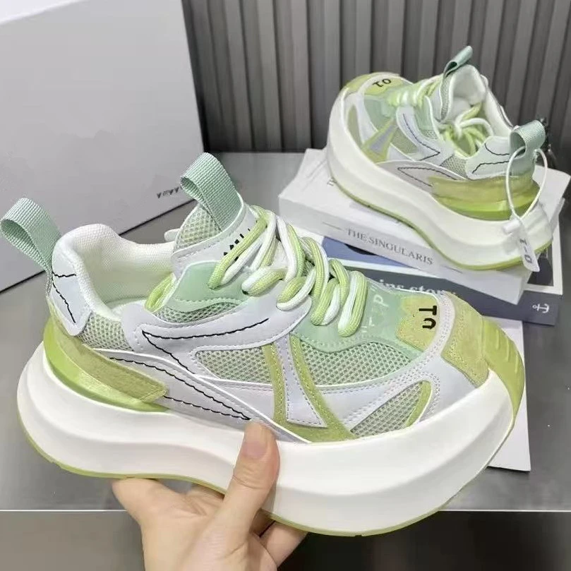 0908断码女鞋时尚百搭秋季厚底网面透气老爹鞋时尚女系带运动鞋