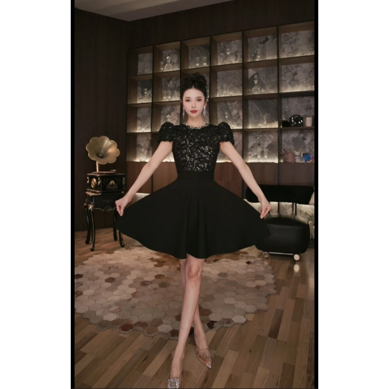 六爻定制 法式赫本风名媛显瘦优雅时尚连衣裙 21668