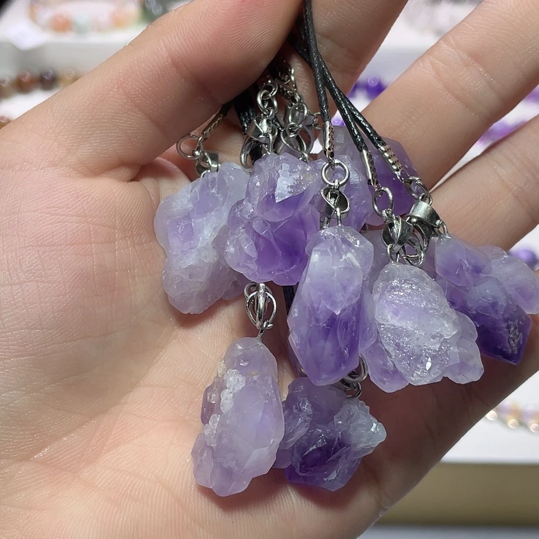 水晶手链未镶嵌巴西紫晶花吊坠