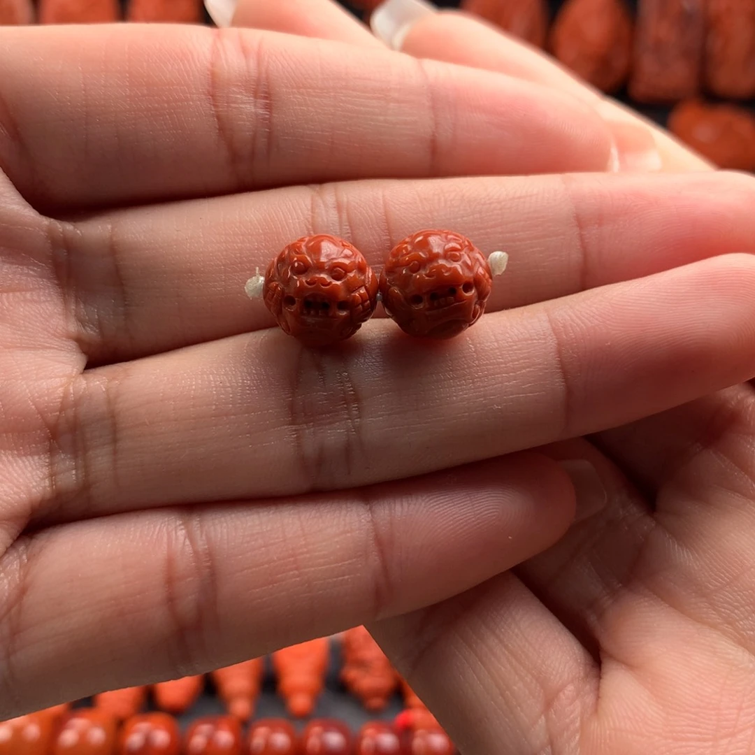 南红玛瑙精工雕刻貔貅对珠10+未镶嵌