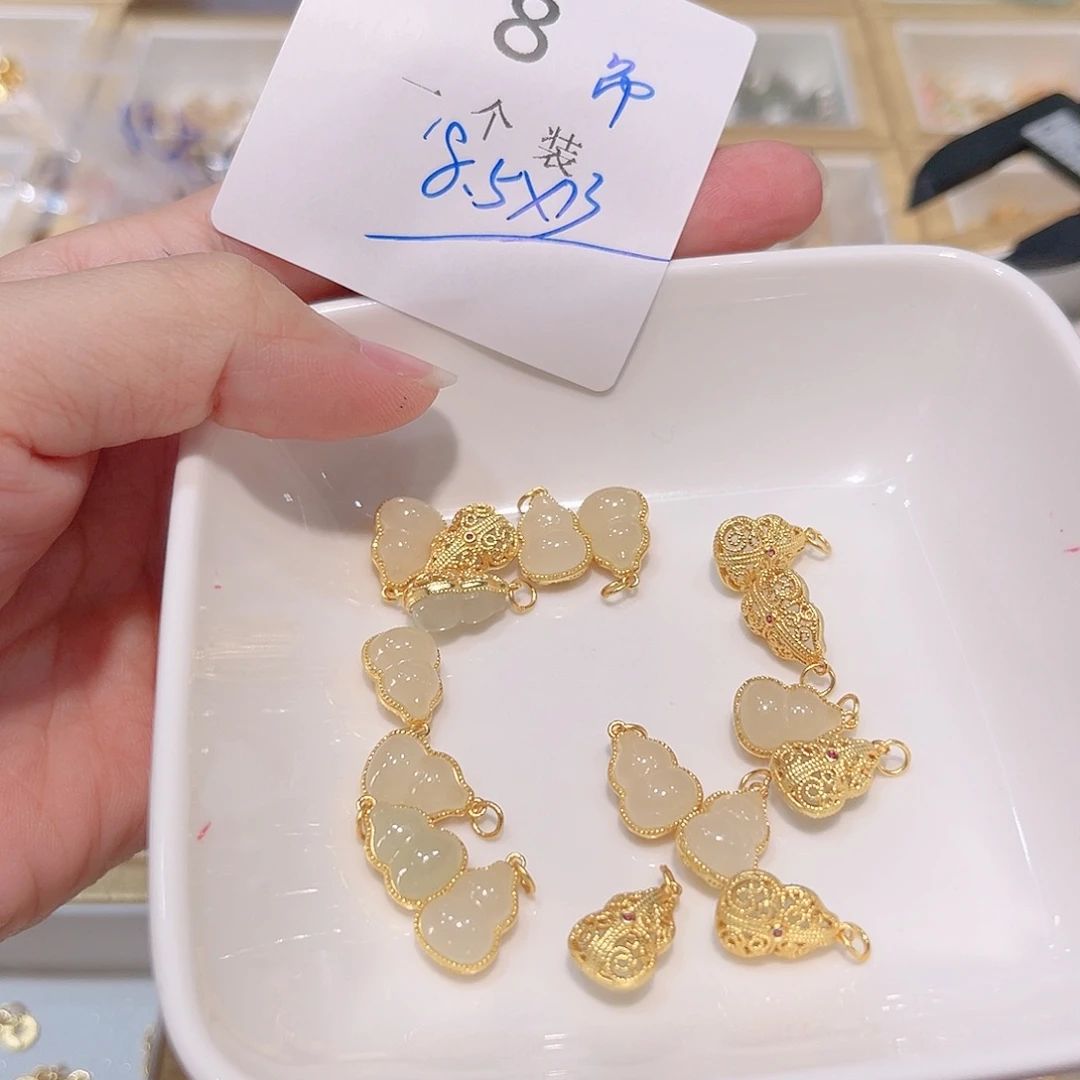 水晶珠宝半成品银S925镀金镶嵌8 。