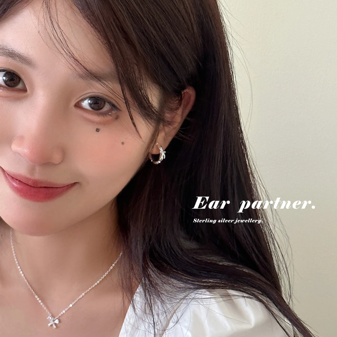 925银耳饰 S925银针蝴蝶结耳环爆款高级感耳圈女气质大气耳钉耳饰