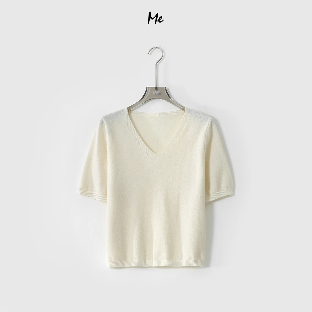 ME【高支V领绵羊毛T】长袖针织保暖百搭休闲针织衫MEQS0973