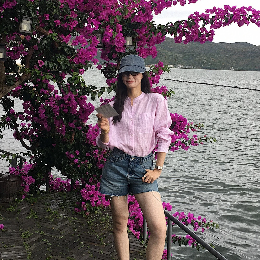 Yihouse【粉色代表】夏季薄款防晒宽松女款衬衫Y918