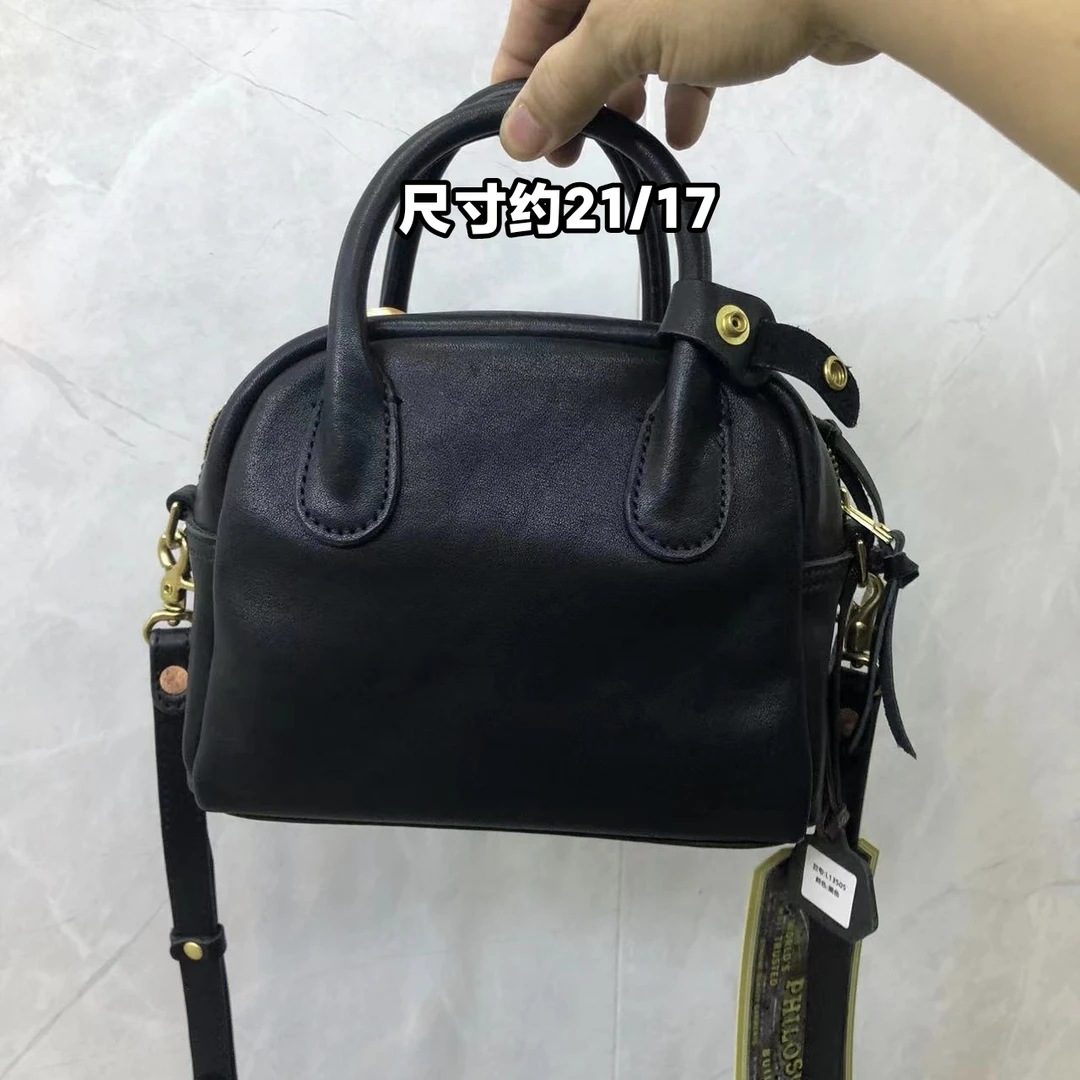 制道手工女士单肩斜挎包福利时尚休闲百搭通勤牛皮头层植鞣保龄球