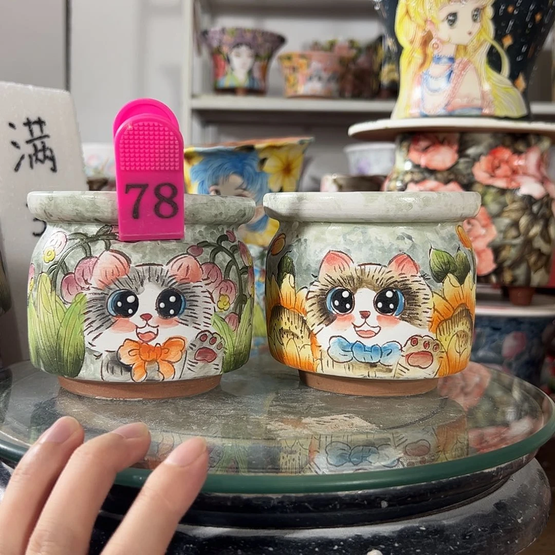 *****景德镇手绘花盆幸运花盆
