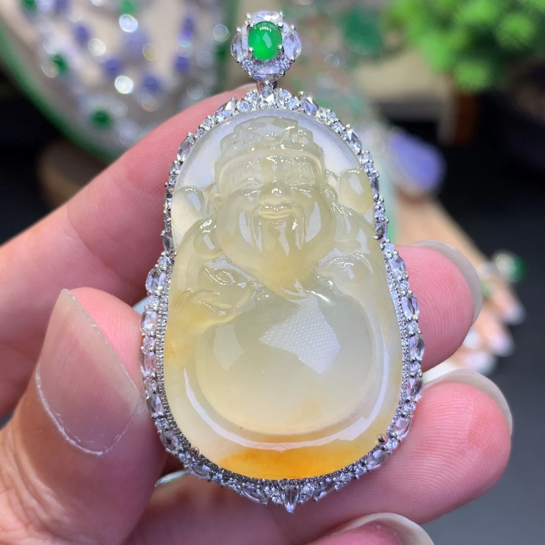 颈饰18K金镶嵌翡翠