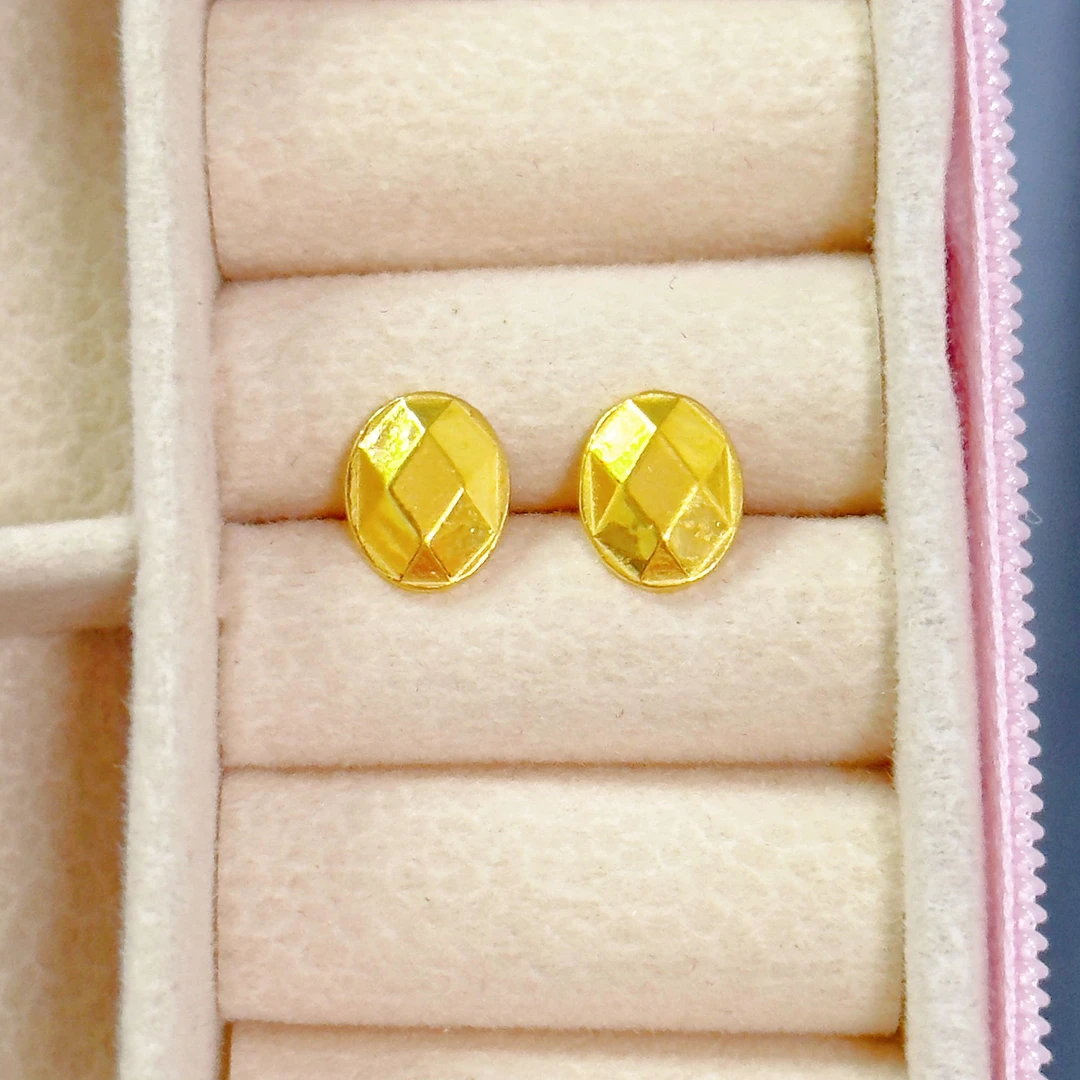 【小鹏黄金】足金999菱格纹5G工艺耳饰2.36