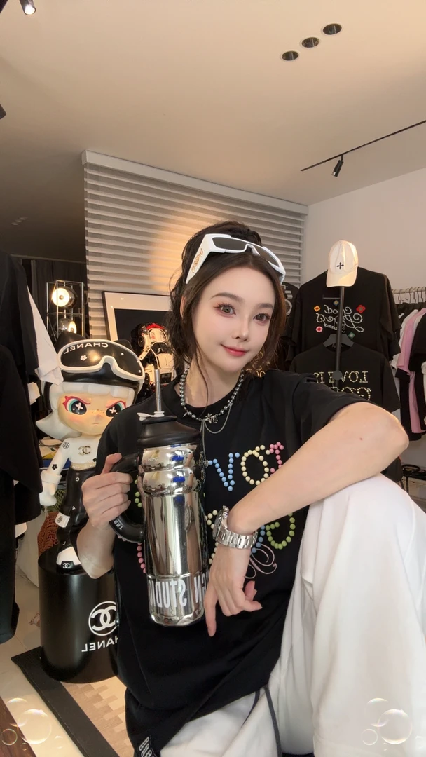 《钱老板专属》彩色马卡龙珍珠短袖