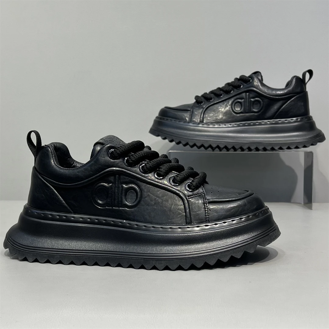 Louis Fordea路易弗狄站时尚真皮黑武士休闲鞋男鞋子潮流百搭厚底