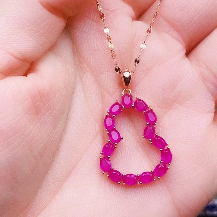 银S925镶嵌红宝石颈饰不带链