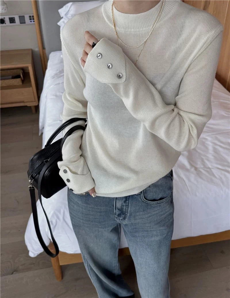 【工厂清清清】精纺美丽诺羊毛中领显瘦针织衫