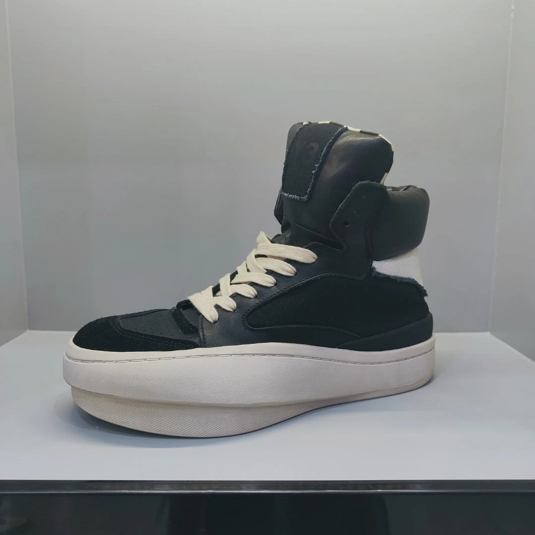 2025新款高帮潮流休闲运动鞋厚底增高小白鞋真皮百搭面包男鞋