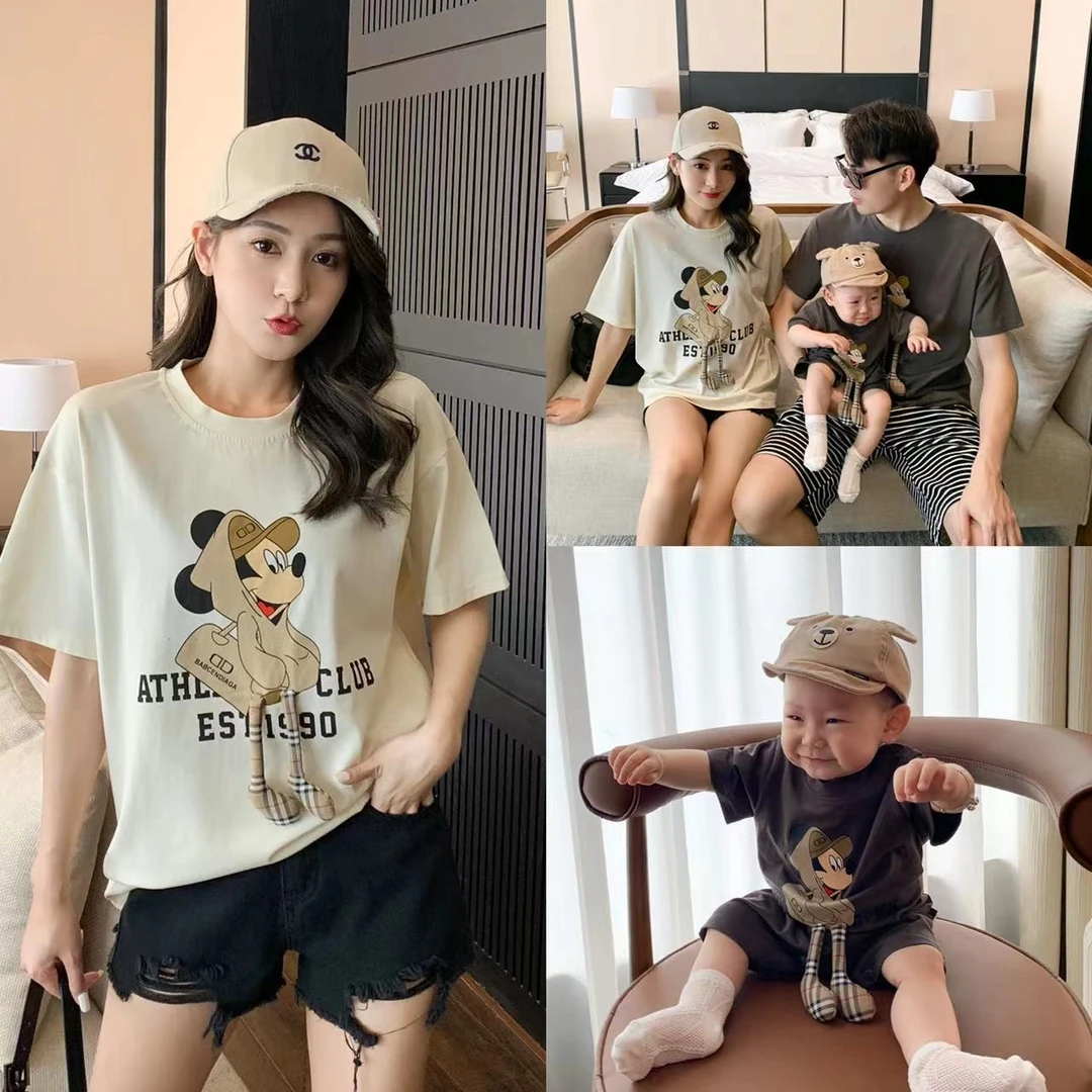 亲子装卡通夏季上衣宽松韩版t恤时尚卡通夏季上衣印花宽松7002