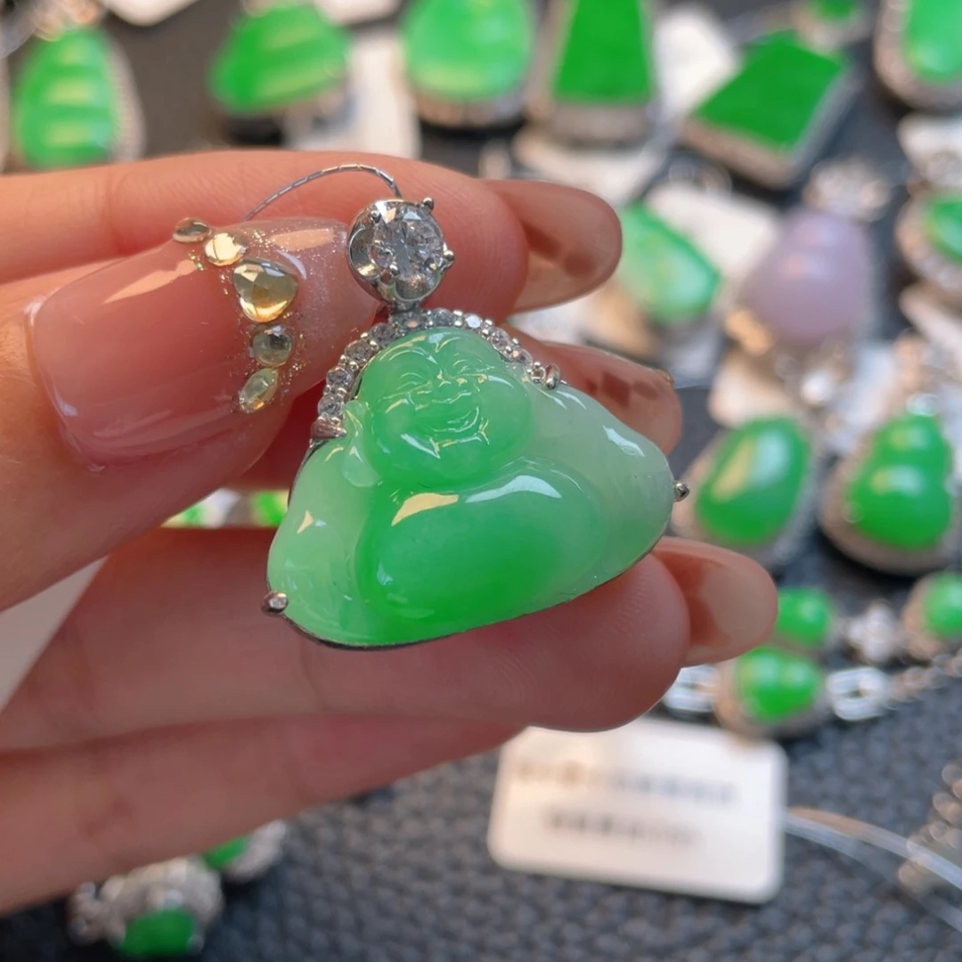 翡翠银S925镶嵌吊坠(不含链)