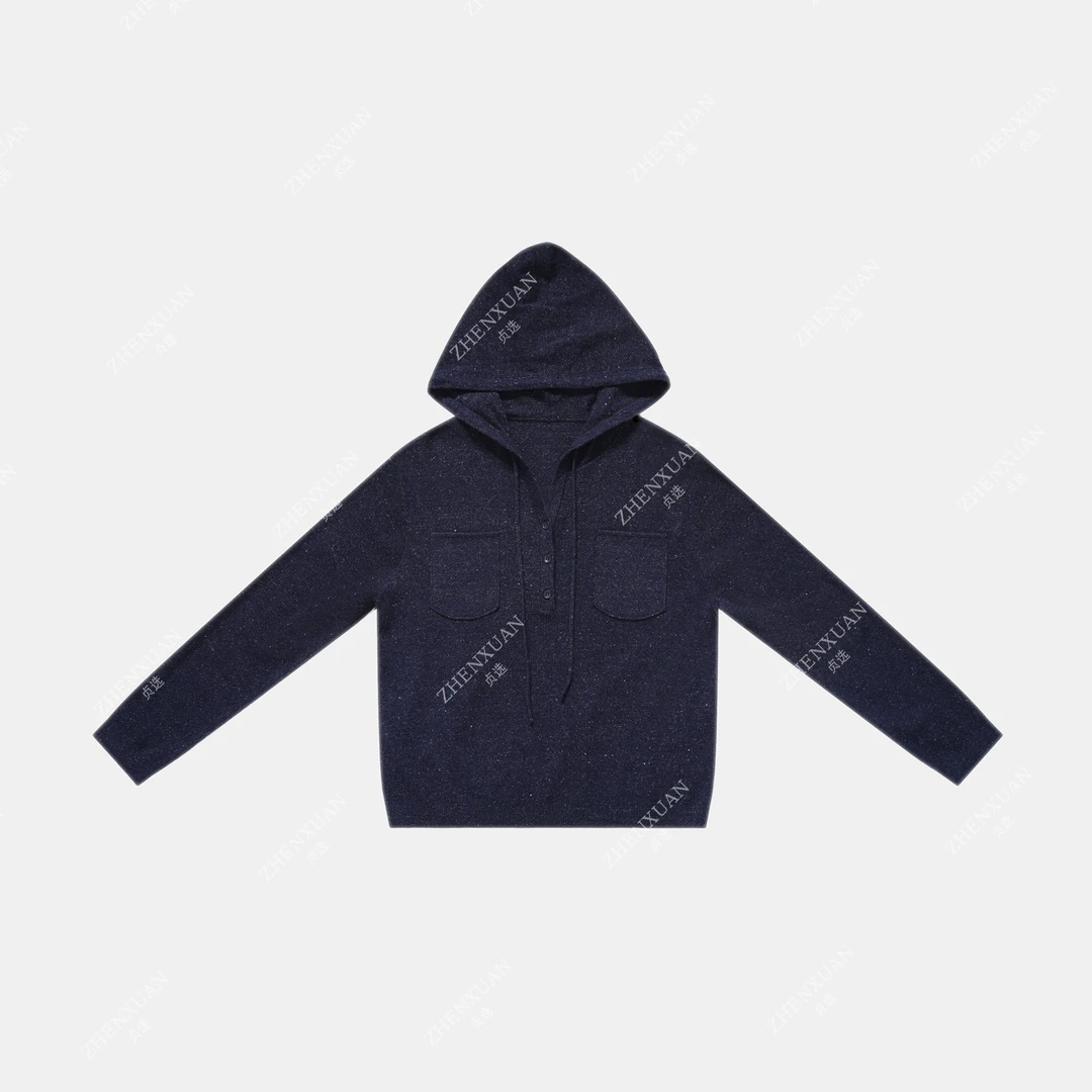 5332-百搭设计师毛针织衫上衣连帽针织简约针织运动休闲