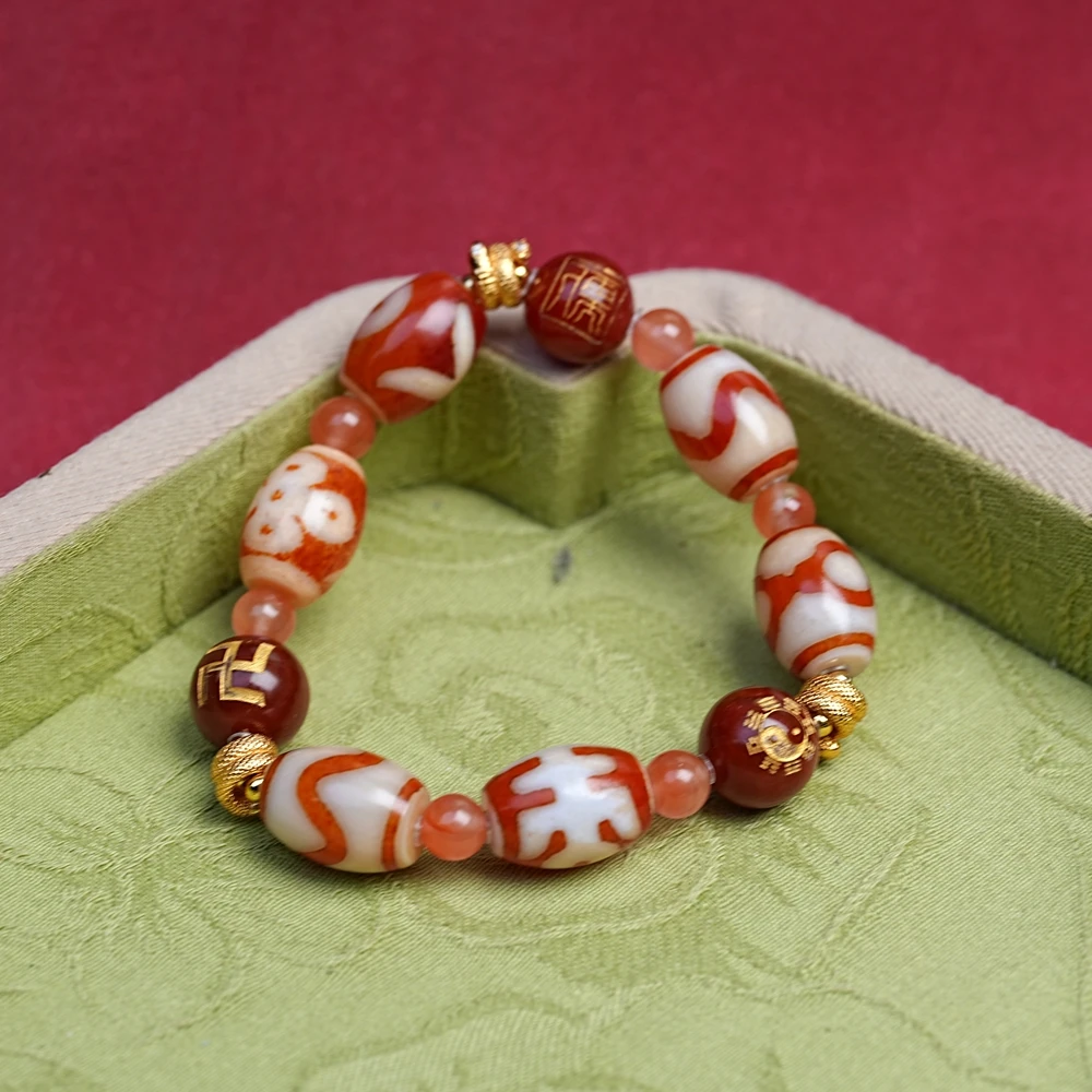 【赤红关】三圣合力|安度红肉天珠玛瑙多宝阵手链 S017 多样性发一