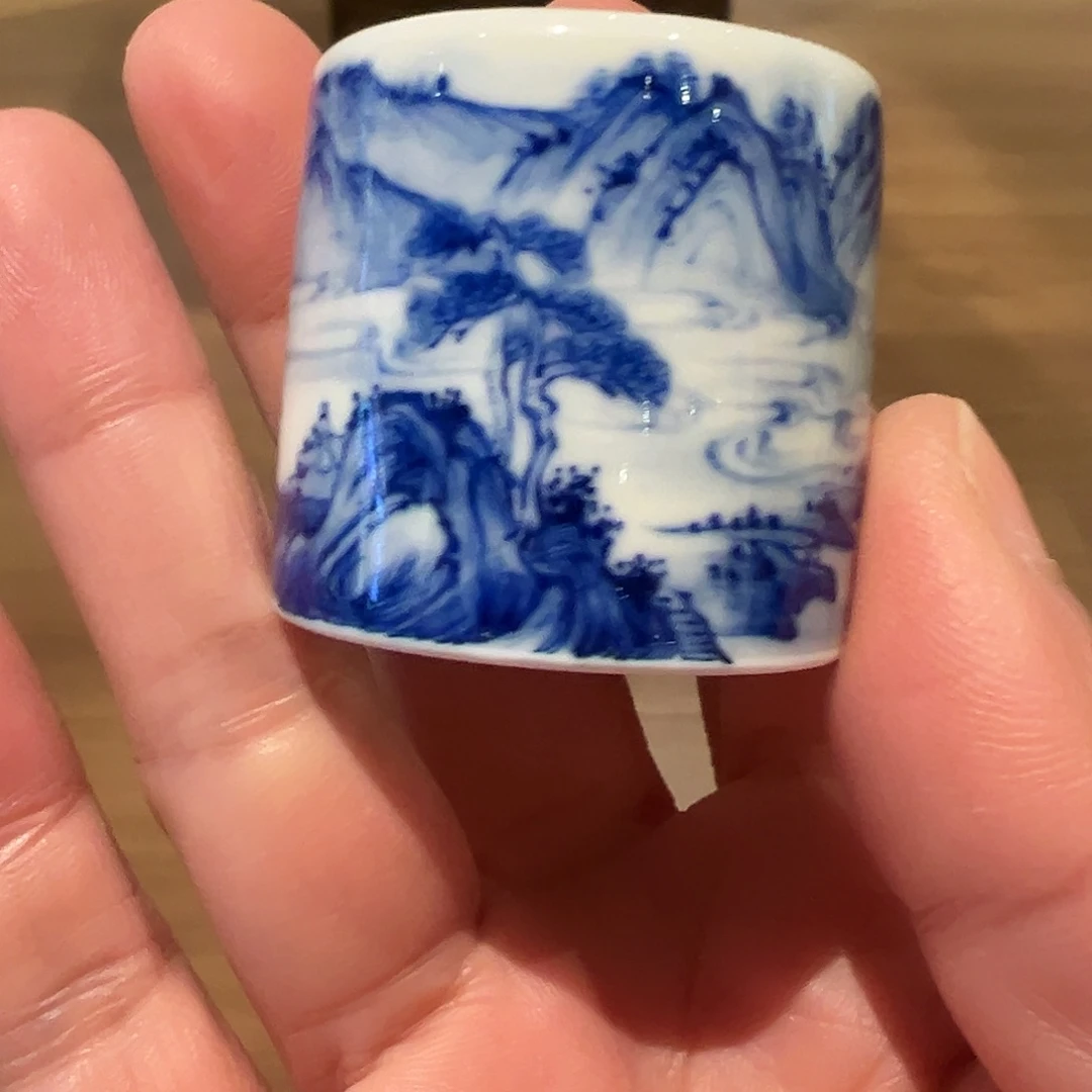 怡琅柴窑手工手绘山水盖置